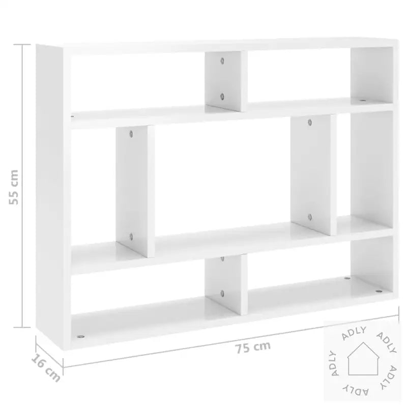 Vegghylle Høyglans Hvit 75X16X55 Cm Konstruert Tre