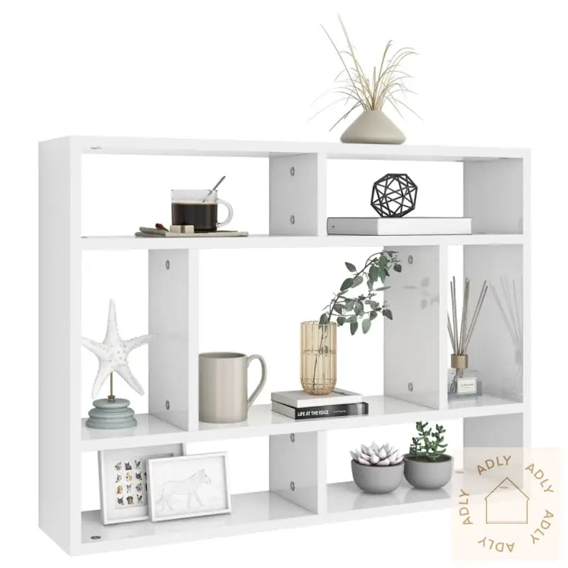 Vegghylle Høyglans Hvit 75X16X55 Cm Konstruert Tre