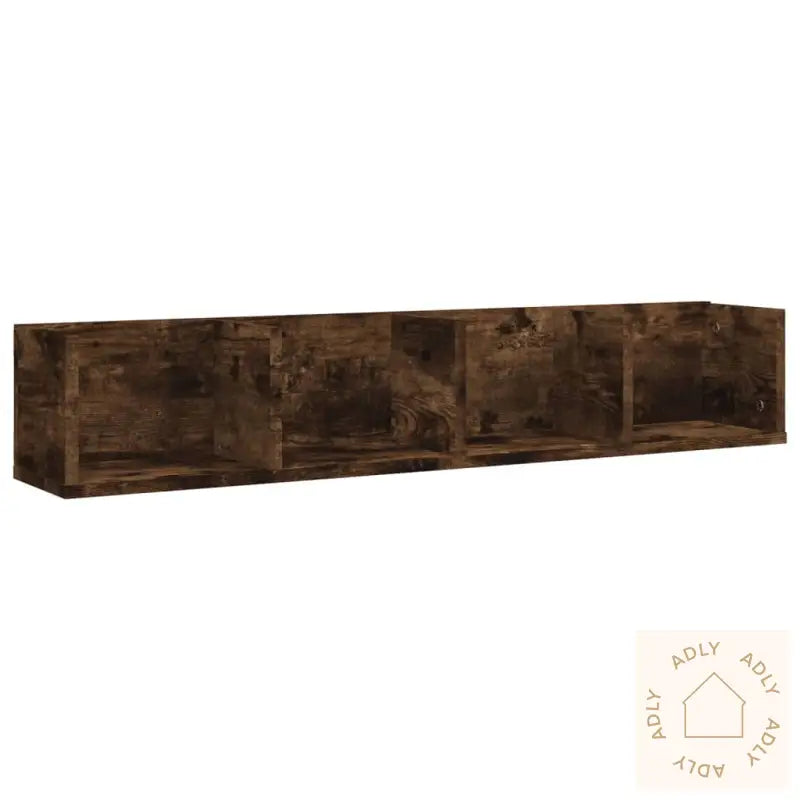 Veggmontert Cd-Hylle Røkt Eik 100X18X18 Cm Konstruert Tre