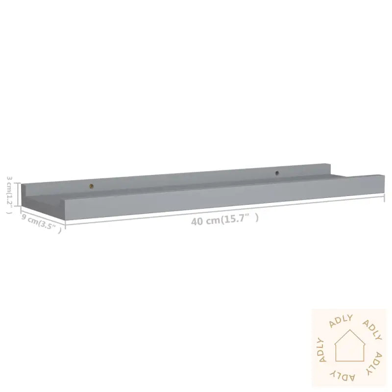 Flytende Vegghyller 2 Stk Grå 40X9X3 Cm Mdf