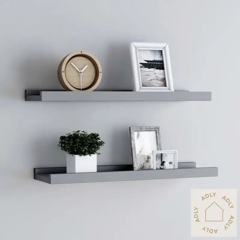 Flytende Vegghyller 2 Stk Grå 40X9X3 Cm Mdf