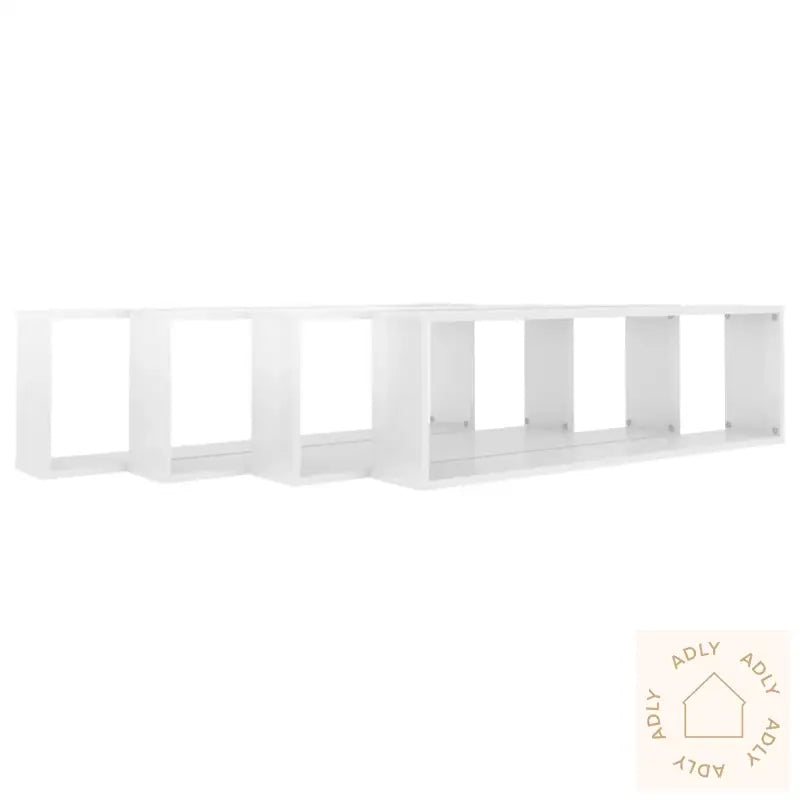 Vegghyller Kube 4 Stk Høyglans Hvit 100X15X30 Cm Konstruert Tre