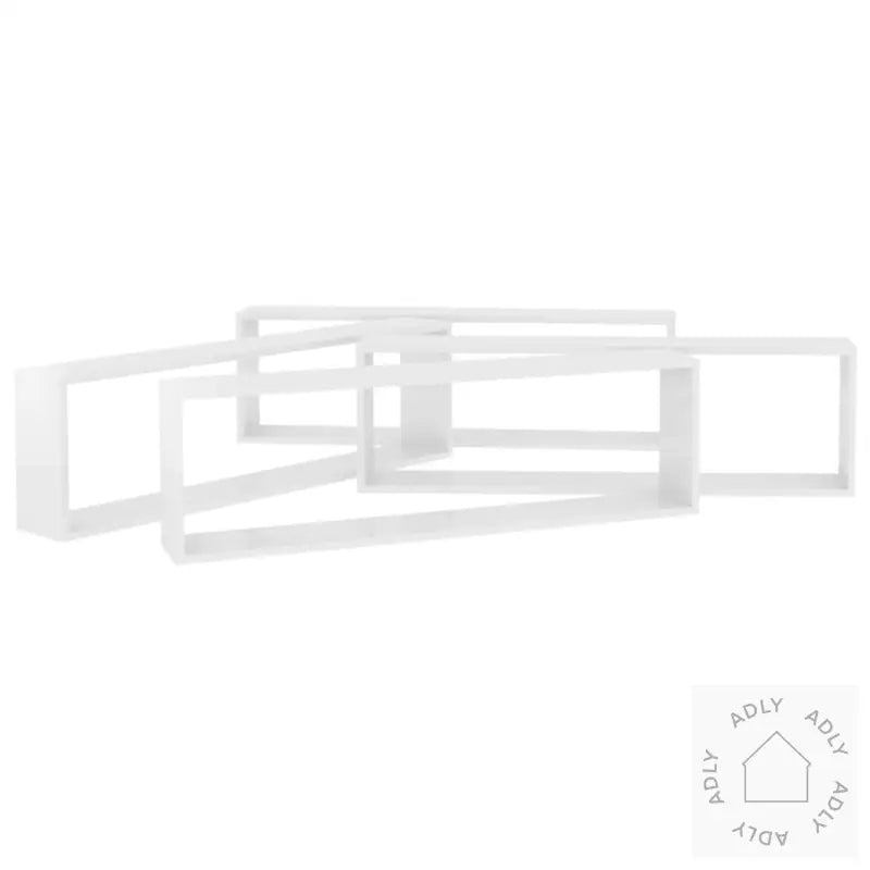 Vegghyller Kube 4 Stk Høyglans Hvit 100X15X30 Cm Konstruert Tre