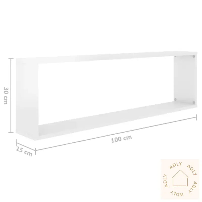 Vegghyller Kube 4 Stk Høyglans Hvit 100X15X30 Cm Konstruert Tre