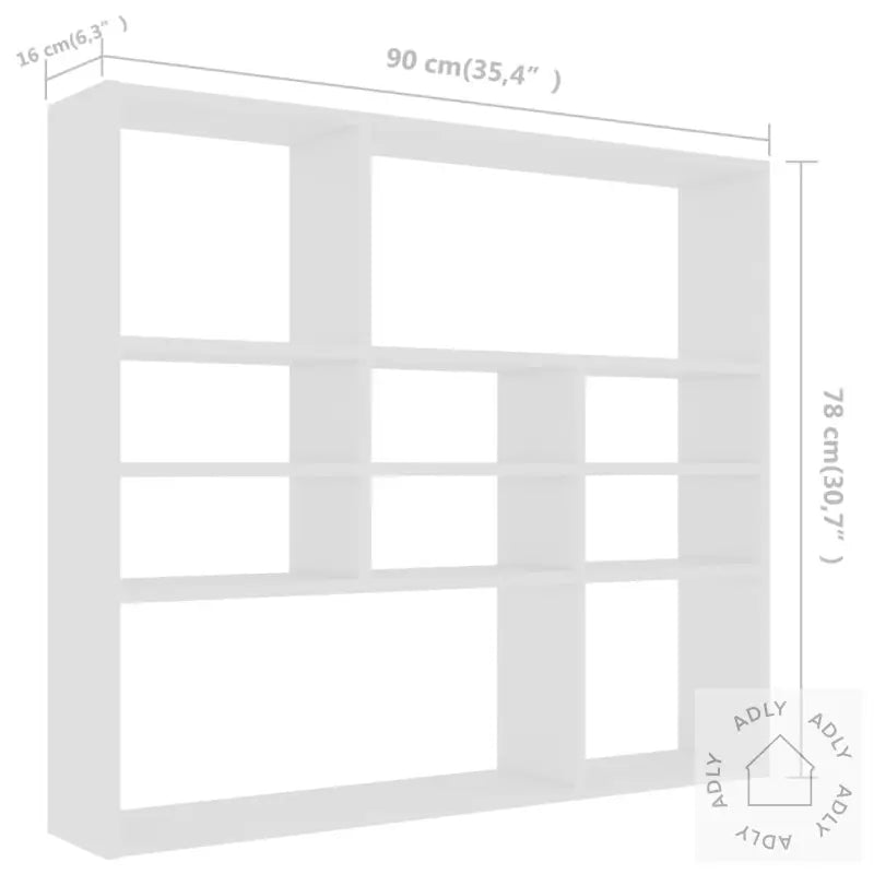 Vegghylle Hvit 90X16X78 Cm Konstruert Tre