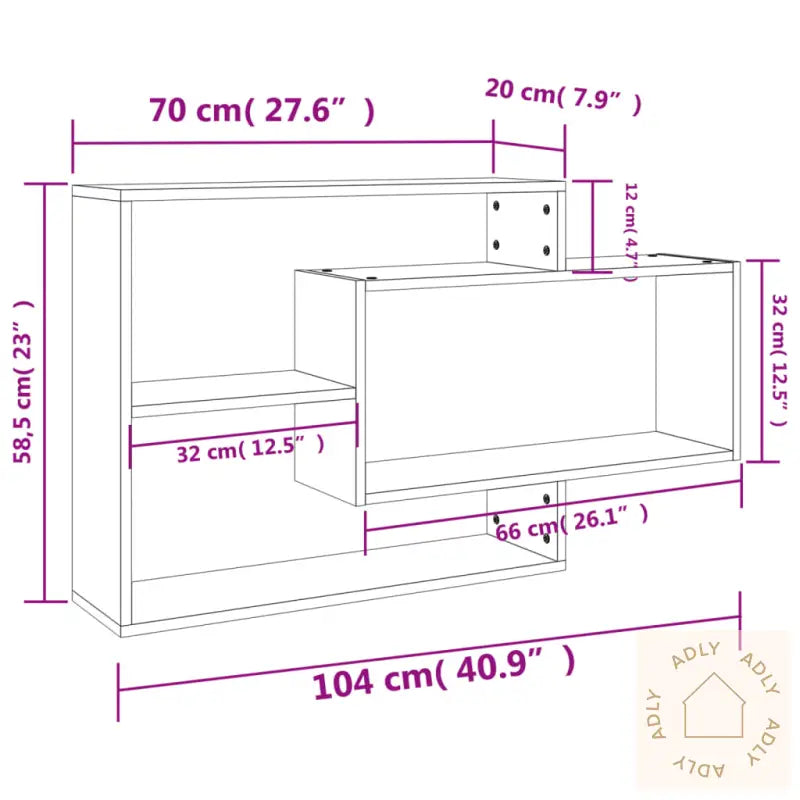 Vegghyller Betonggrå 104X20X58,5 Cm Konstruert Tre