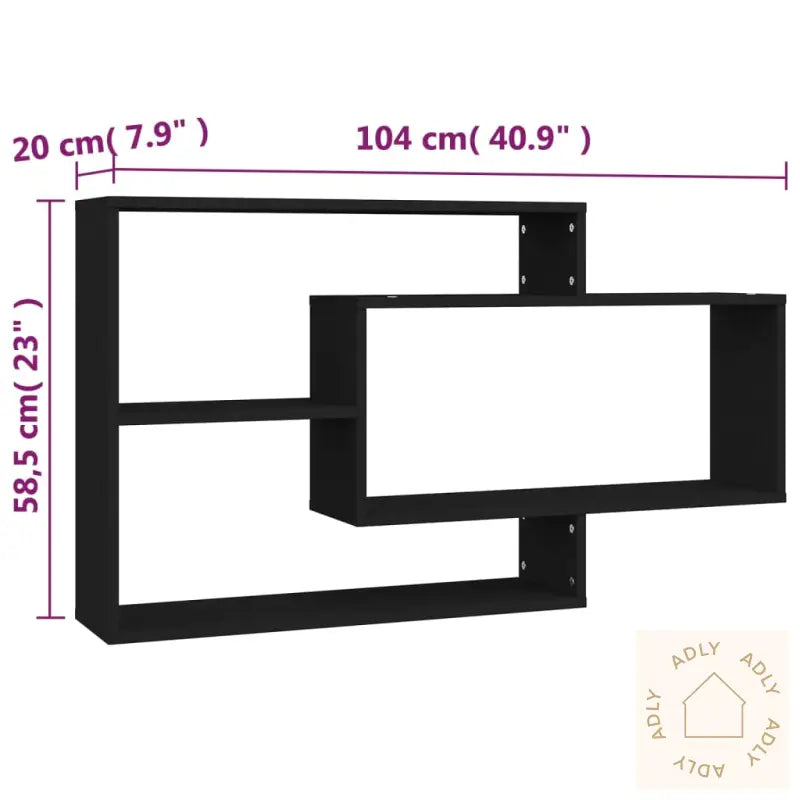 Vegghyller Svart 104X20X58,5 Cm Konstruert Tre