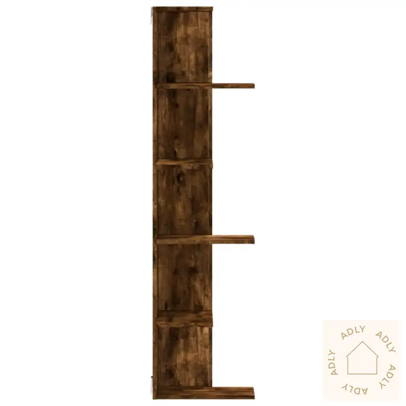 Veggmontert Hjørnehylle Røkt Eik 36,5X36,5X140Cm Konstruert Tre