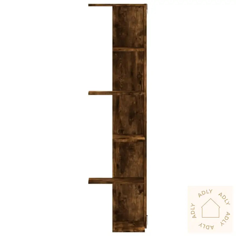 Veggmontert Hjørnehylle Røkt Eik 36,5X36,5X140Cm Konstruert Tre