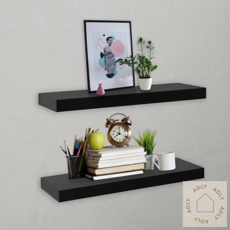 Vegghyller 2 Stk Svart 40X20X3,8 Cm