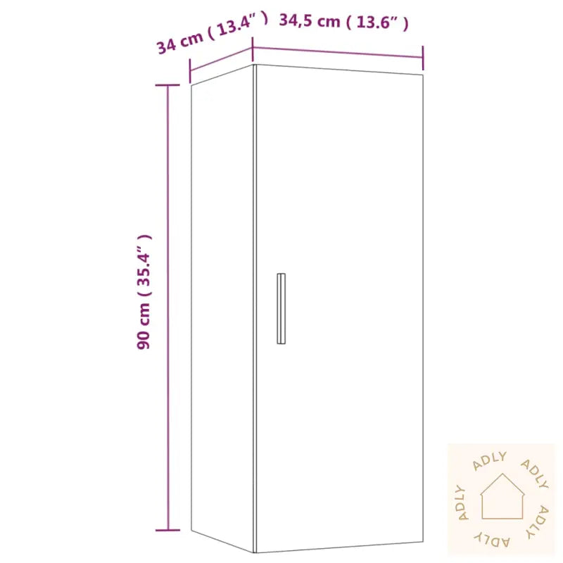 Veggskap Røkt Eik 34,5X34X90 Cm Konstruert Tre