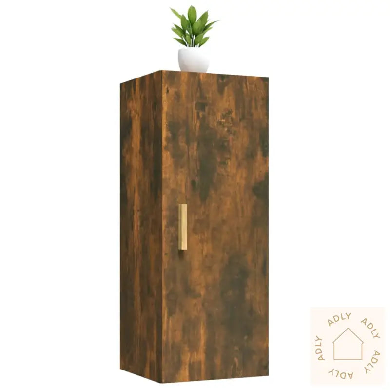 Veggskap Røkt Eik 34,5X34X90 Cm Konstruert Tre