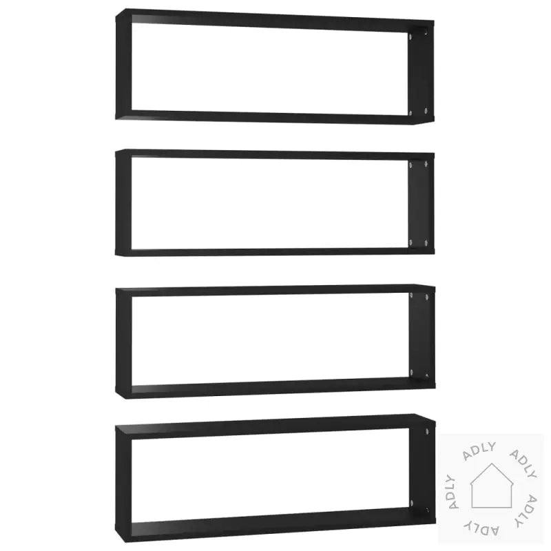 Vegghyller Kubeformet 4 Stk Svart 80X15X26,5 Cm Konstruert Tre