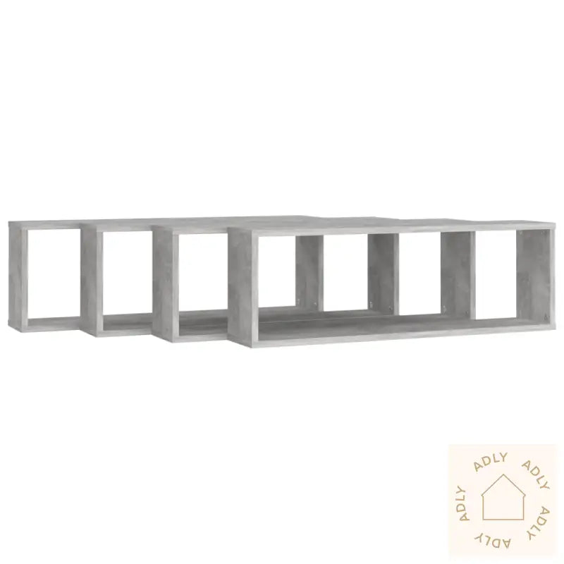 Vegghyller Kube 4 Stk Betonggrå 80X15X26,5 Cm Konstruert Tre