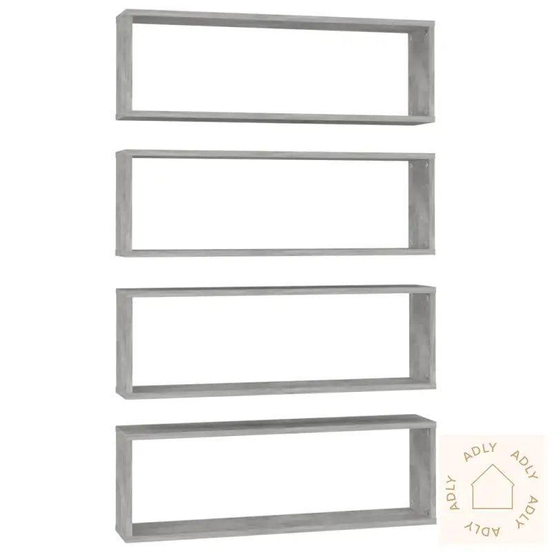 Vegghyller Kube 4 Stk Betonggrå 80X15X26,5 Cm Konstruert Tre
