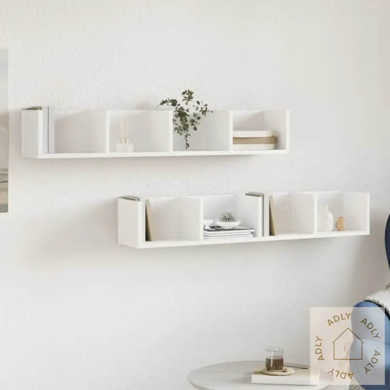 Veggskap 2 Stk Hvit 99X18X16,5 Cm Konstruert Tre