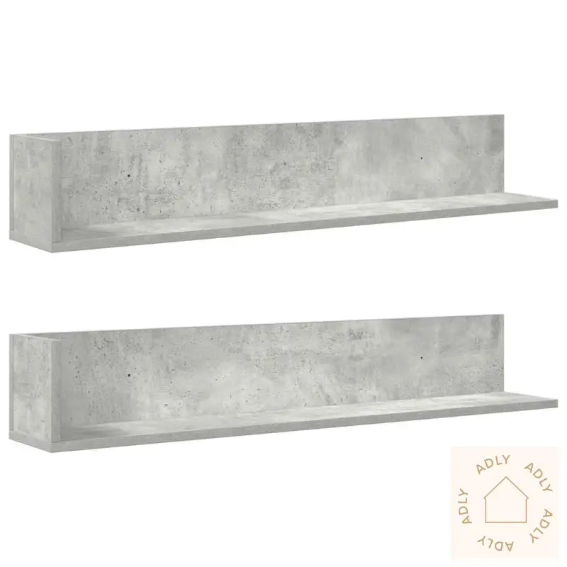 Vegghyller 2 Stk Betonggrå 100X16,5X16,5 Cm Konstruert Tre