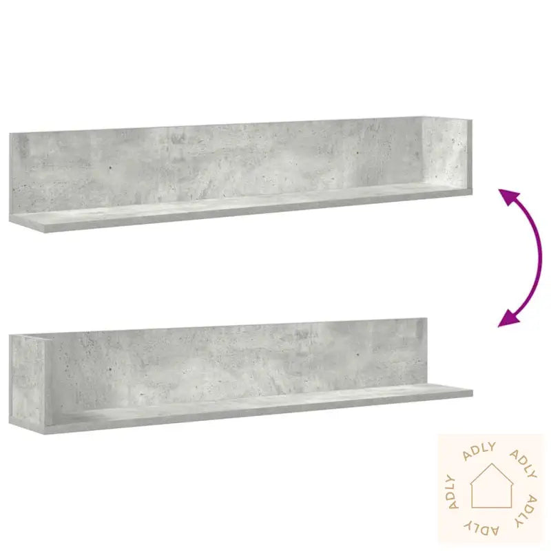 Vegghyller 2 Stk Betonggrå 100X16,5X16,5 Cm Konstruert Tre
