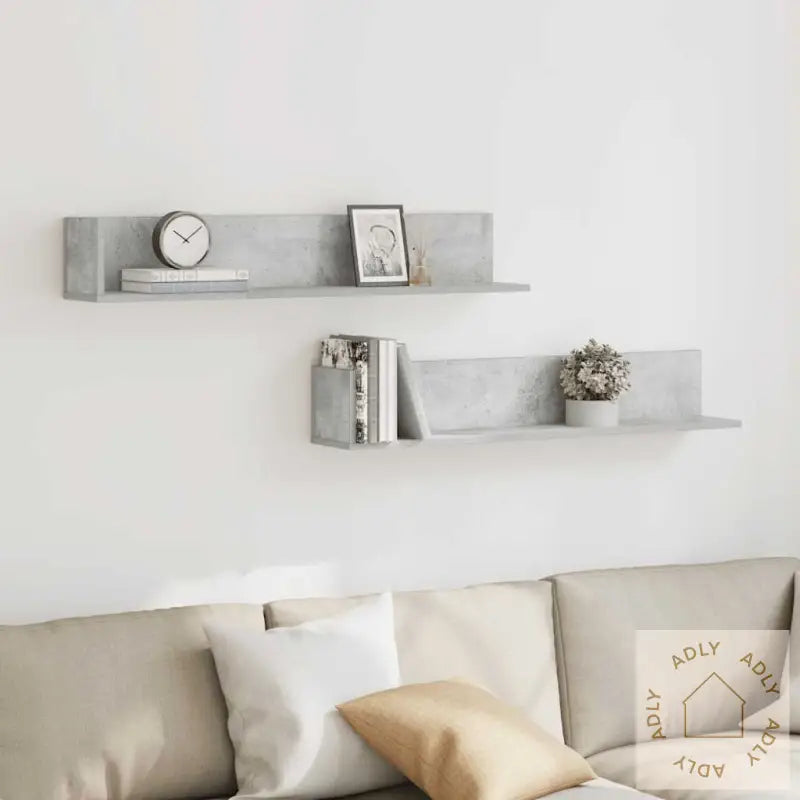 Vegghyller 2 Stk Betonggrå 100X16,5X16,5 Cm Konstruert Tre