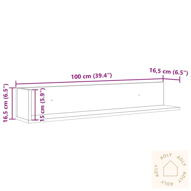 Vegghyller 2 Stk Betonggrå 100X16,5X16,5 Cm Konstruert Tre
