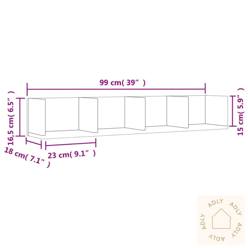 Veggskap 2 Stk Betonggrå 99X18X16,5 Cm Konstruert Tre