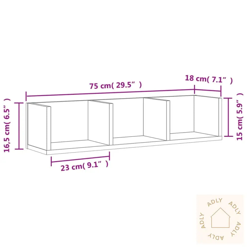 Veggskap 2 Stk Hvit 75X18X16,5 Cm Konstruert Tre