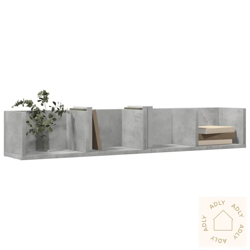 Veggskap 2 Stk Betonggrå 99X18X16,5 Cm Konstruert Tre