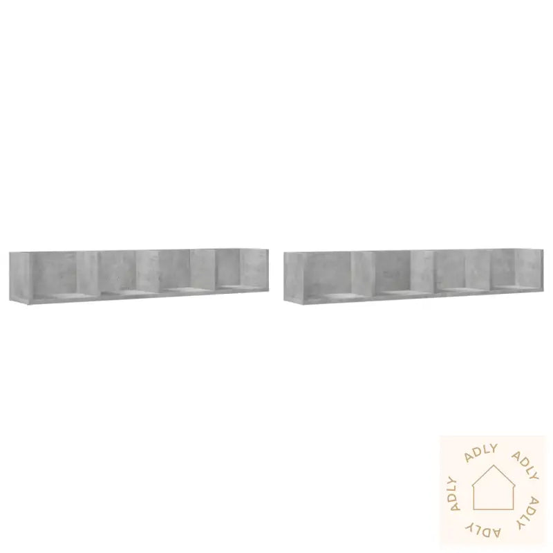 Veggskap 2 Stk Betonggrå 99X18X16,5 Cm Konstruert Tre
