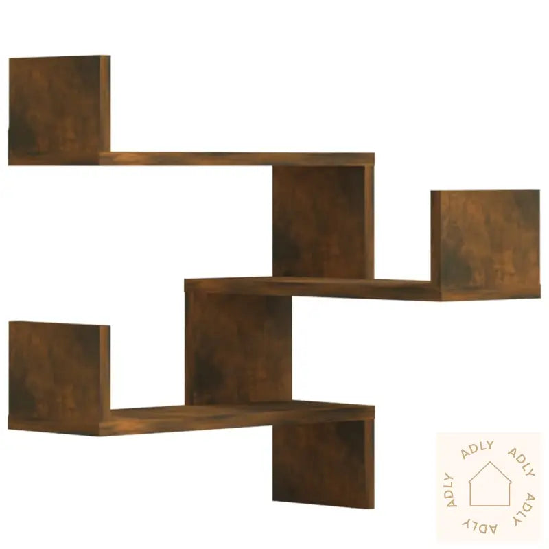 Vegg Hjørnehyller 2 Stk Røkt Eik 40X40X50 Cm Konstruert Tre