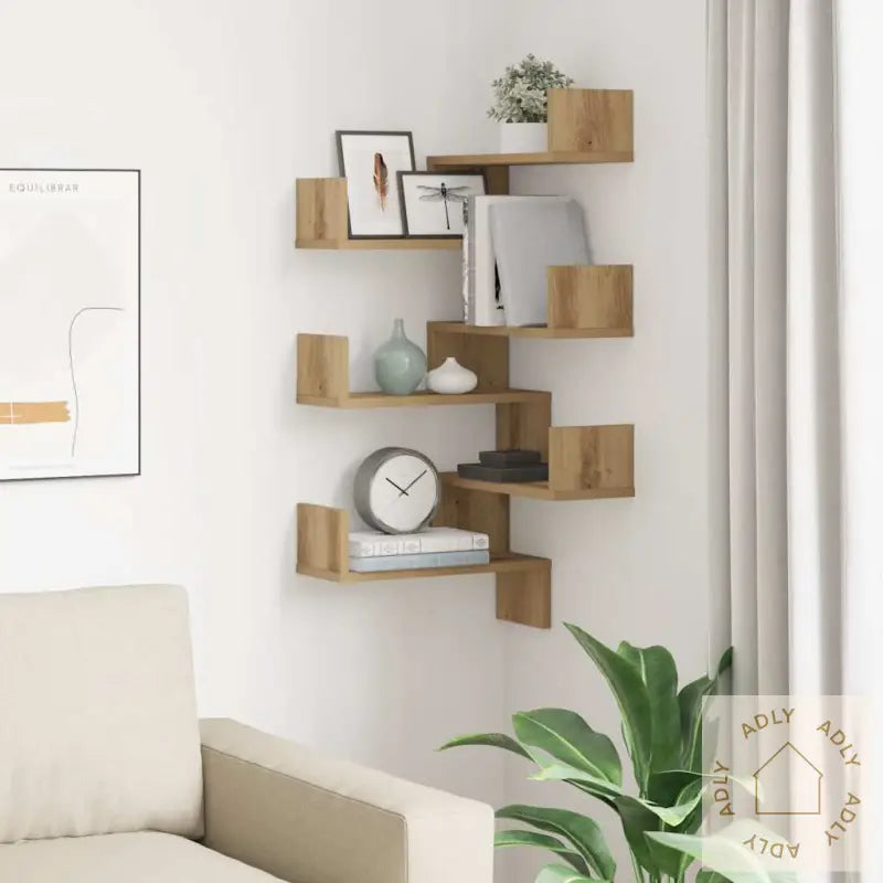 Vegg Hjørnehyller 2 Stk Artisan Eik 40X40X49,5Cm Konstruert Tre
