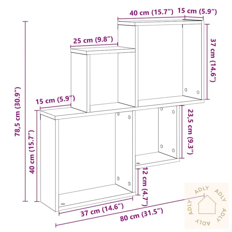 Vegghylle Artisan Eik 80X15X78,5 Cm Konstruert Tre