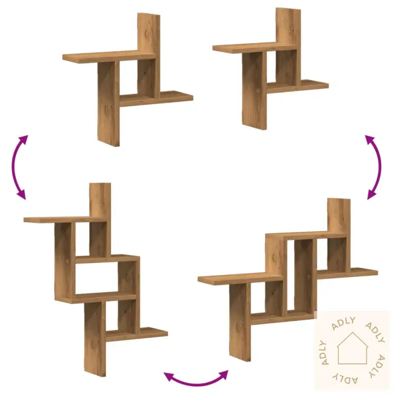 Vegghyller 2 Stk Artisan Eik 38X12X38 Cm Konstruert Tre