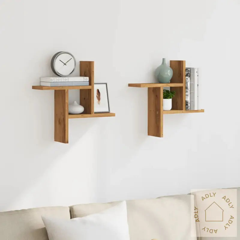 Vegghyller 2 Stk Artisan Eik 38X12X38 Cm Konstruert Tre