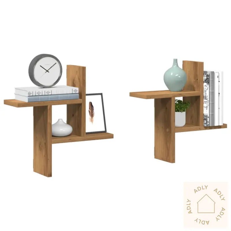 Vegghyller 2 Stk Artisan Eik 38X12X38 Cm Konstruert Tre