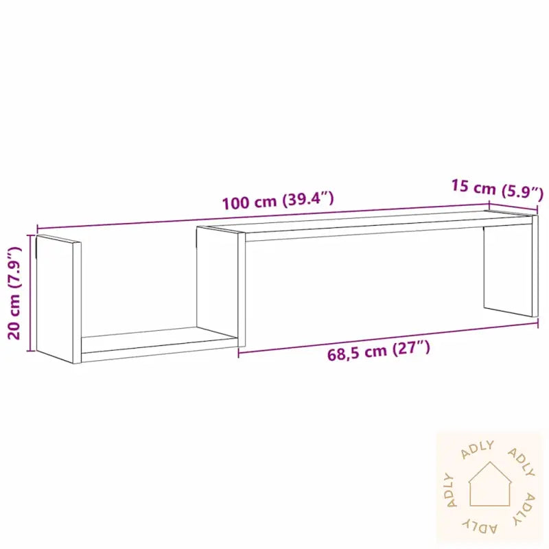 Vegghyller 2 Stk Artisan Eik 100X15X20 Cm Konstruert Tre