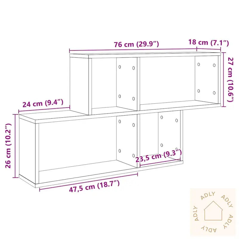 Vegghylle Artisan Eik 100X18X53 Cm Konstruert Tre