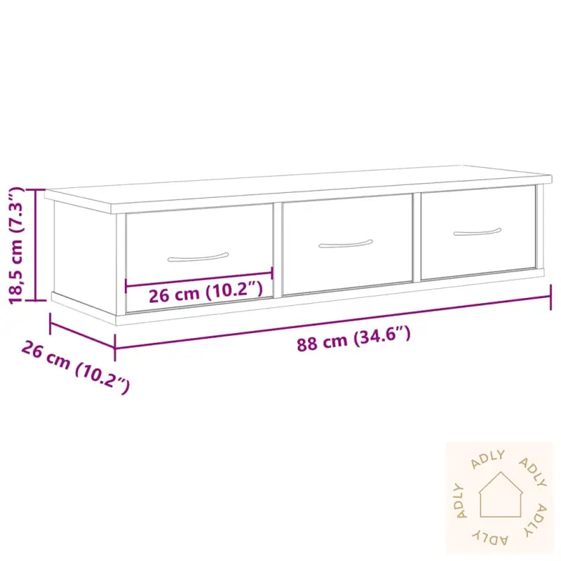Veggskap Artisan Eik 88X26X18,5 Cm Konstruert Tre