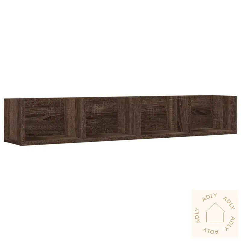 Veggskap 2 Stk Brun Eik 99X18X16,5 Cm Konstruert Tre