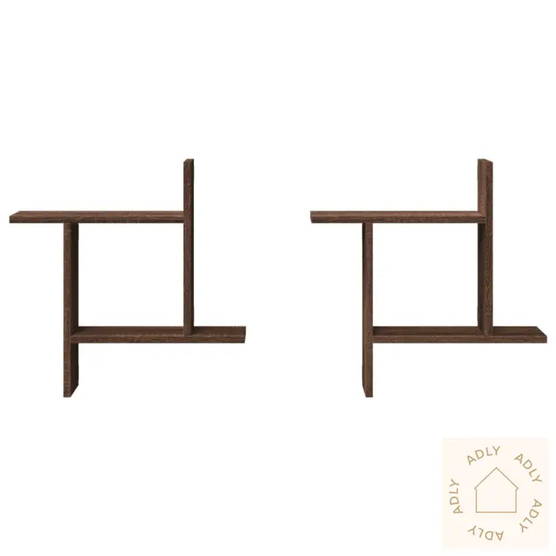 Vegghyller 2 Stk Brun Eik 50X12X50 Cm Konstruert Tre