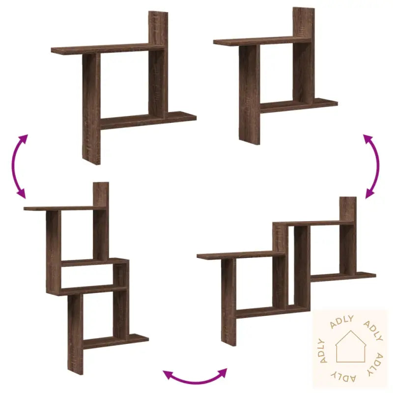 Vegghyller 2 Stk Brun Eik 50X12X50 Cm Konstruert Tre