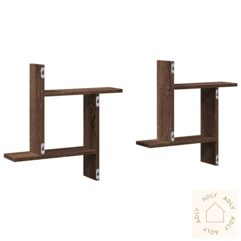 Vegghyller 2 Stk Brun Eik 50X12X50 Cm Konstruert Tre