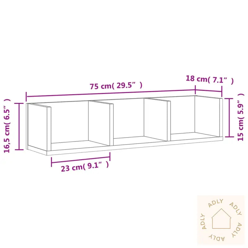 Veggskap Brun Eik 75X18X16,5 Cm Konstruert Tre