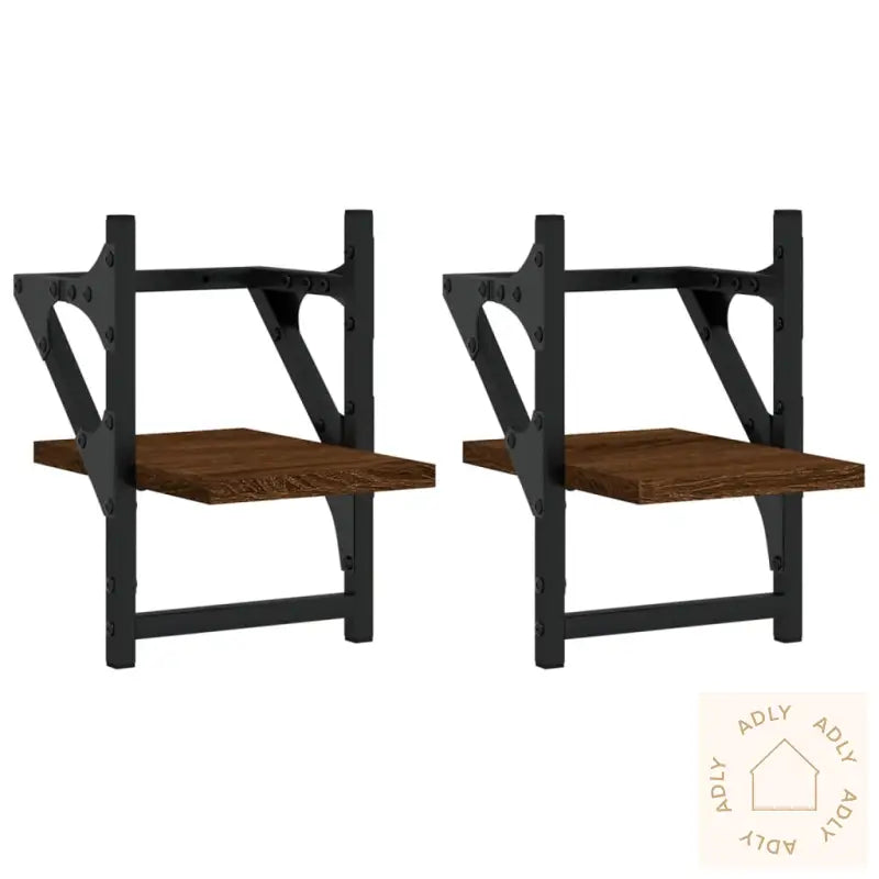 Vegghyller Med Stenger 2 Stk Brun Eik 20X25X30 Cm