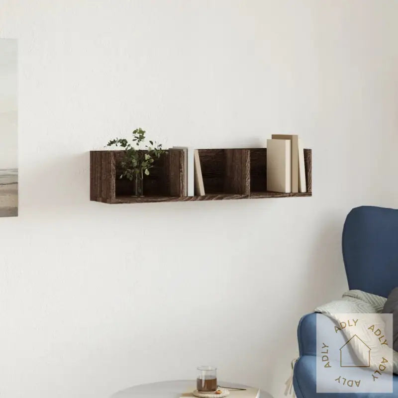 Veggskap Brun Eik 75X18X16,5 Cm Konstruert Tre