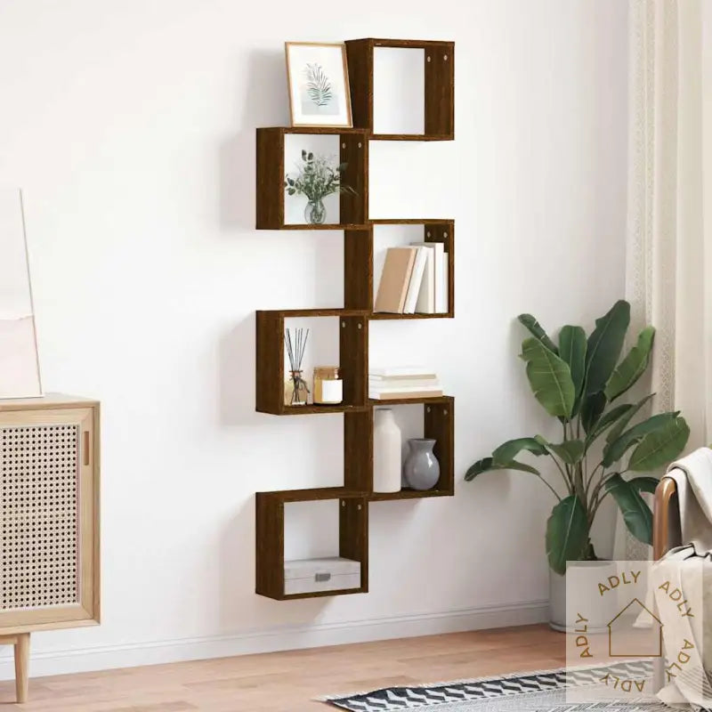 Vegghyller Kubeformet 6 Stk Brun Eik 30X15X30 Cm