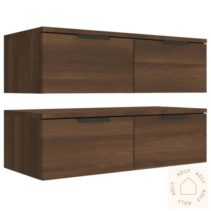 Veggskap 2 Stk Brun Eik 68X30X20 Cm Konstruert Tre
