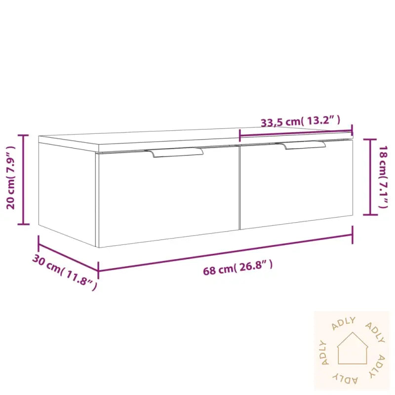 Veggskap 2 Stk Brun Eik 68X30X20 Cm Konstruert Tre