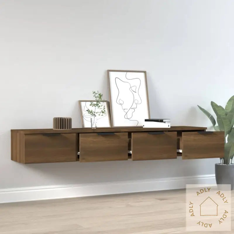 Veggskap 2 Stk Brun Eik 68X30X20 Cm Konstruert Tre