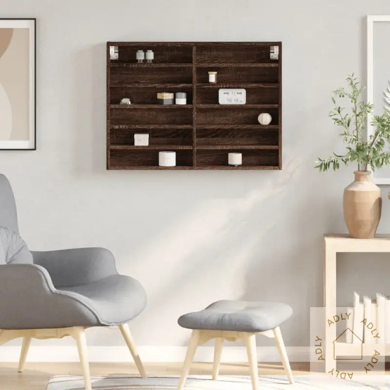 Hyller Brun Eik 80X8,5X58 Cm Konstruert Tre