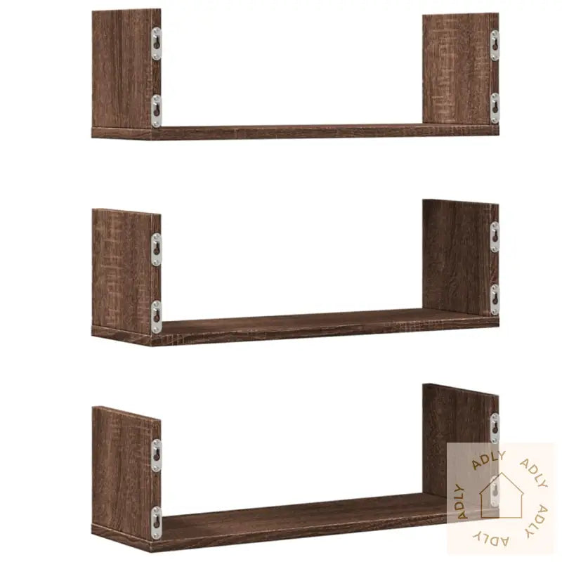 Vegghyller 3 Stk Brun Eik 58X18X18 Cm Konstruert Tre